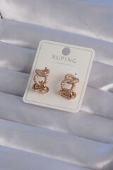 XUPİNG Rose Renk Zirkon Taşlı Samanyolu Model Halka Küpe