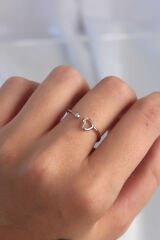Pirinç Gümüş Renk Kalp Model Ayarlamalı Yüzük
