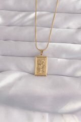 316L Çelik Gold Renk Çiçek Model Vintage Kolye