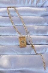 316L Altın Renk İşlemeli Nazarlı Göz Model Vintage Kolye