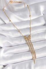 316L Çelik Gold Renk Kelebek Figür Sallantı İtalyan Zincirli Kadın Kolye