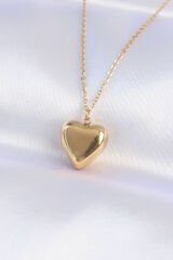 316L Çelik Zincir Gold Renk Bubble Kalp Kolye