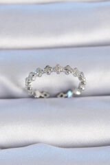 Pirinç Gümüş Renk Zirkon Taşlı Yonca Model Kadın Yüzük