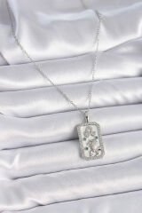 316L Çelik Gümüş Renk Zincir Aslan Burcu Zirkon Taşlı Kadın Kolye